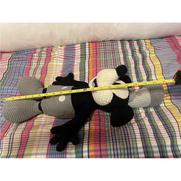 DISNEY PARKS PLUSH STEAMBOAT WILLIE MICKEY MOUSE, 20 IN BLACK GRAY WHITE KNIT - Picture 11 of 16